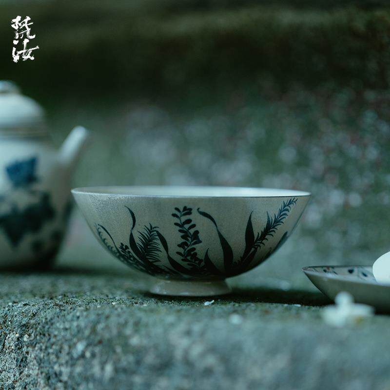 梵汝纯手绘远古深海茶盏宫碗主人杯陶瓷茶具盖碗品茗杯个人茶杯