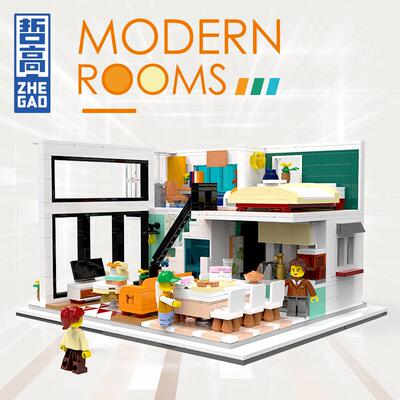 哲高mini小颗粒城市街景模型客厅卧室摆件玩具积木MINI00337