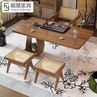 宋代美学亚克力阳台小茶桌全套装洽谈茶室茶台创意猫洞实木泡茶桌