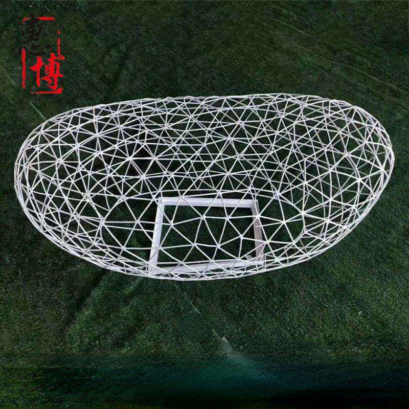 不锈钢镂空雕塑铁艺鹅卵石金属创意石头雕塑草坪绿地装饰景观摆件
