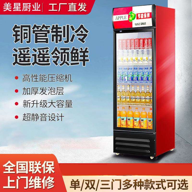 商用啤酒展示柜饮料柜冰柜玻璃单双门超市餐厅保鲜冷藏立式冰箱
