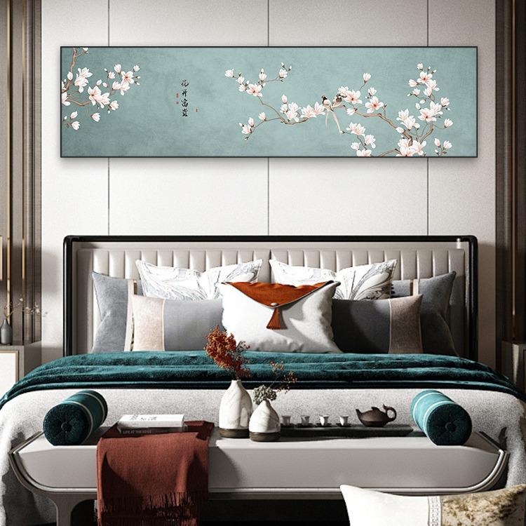 中式卧CPI室装饰画大墙横幅高档壁轻奢房间床头背景新挂画沙发客