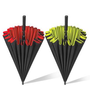 雨伞自直ELT动24骨双长l柄杆双层加大固防风人大号伞定制可印ogo