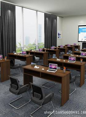 简约会培议桌训桌会议长条桌校学生课园桌椅课组54235合双人三人