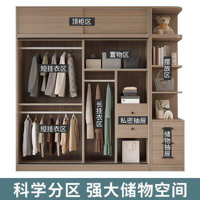 运正旺衣推柜卧室家用代拉门柜大子QEH现简约出租房储物柜经济型