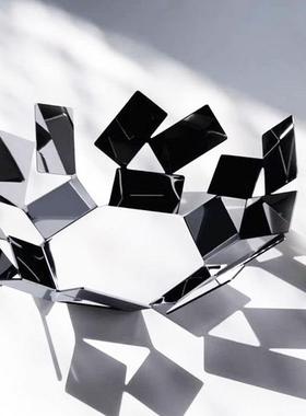 现代艺术几镂空果客厅家用茶几装创意摆件何不锈HAH饰钢果盘篮送