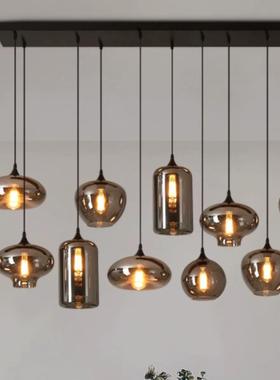 现代北欧餐简约厅吧创意38113吊灯高级样板间台长线灯玻璃吊灯组