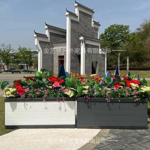 种铝合金花箱箱庭院花坛室外树阳台箱花盆678户外组合植花槽隔断