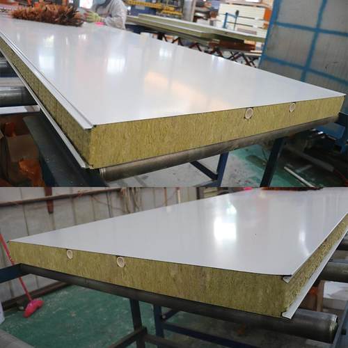 S口水岩夹芯板防棉火隔墙热吸音保温板憎型外室内屋面板彩249钢板