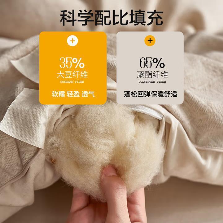 A类棉麻提花大豆纤83012363暖维被子春秋被双亚麻冬厚季人加保棉