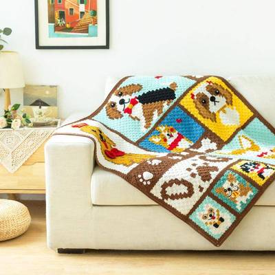 苏苏家萌宠狗狗毯子打发时间i姐y制作毛线ZMZ团编织d针材料包钩譱