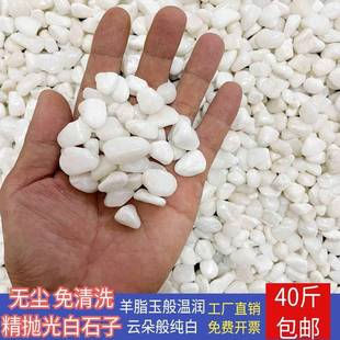 白色卵石庭院阳台白砾石免清洗小白石333抛光鹅地卵石白石鹅子铺