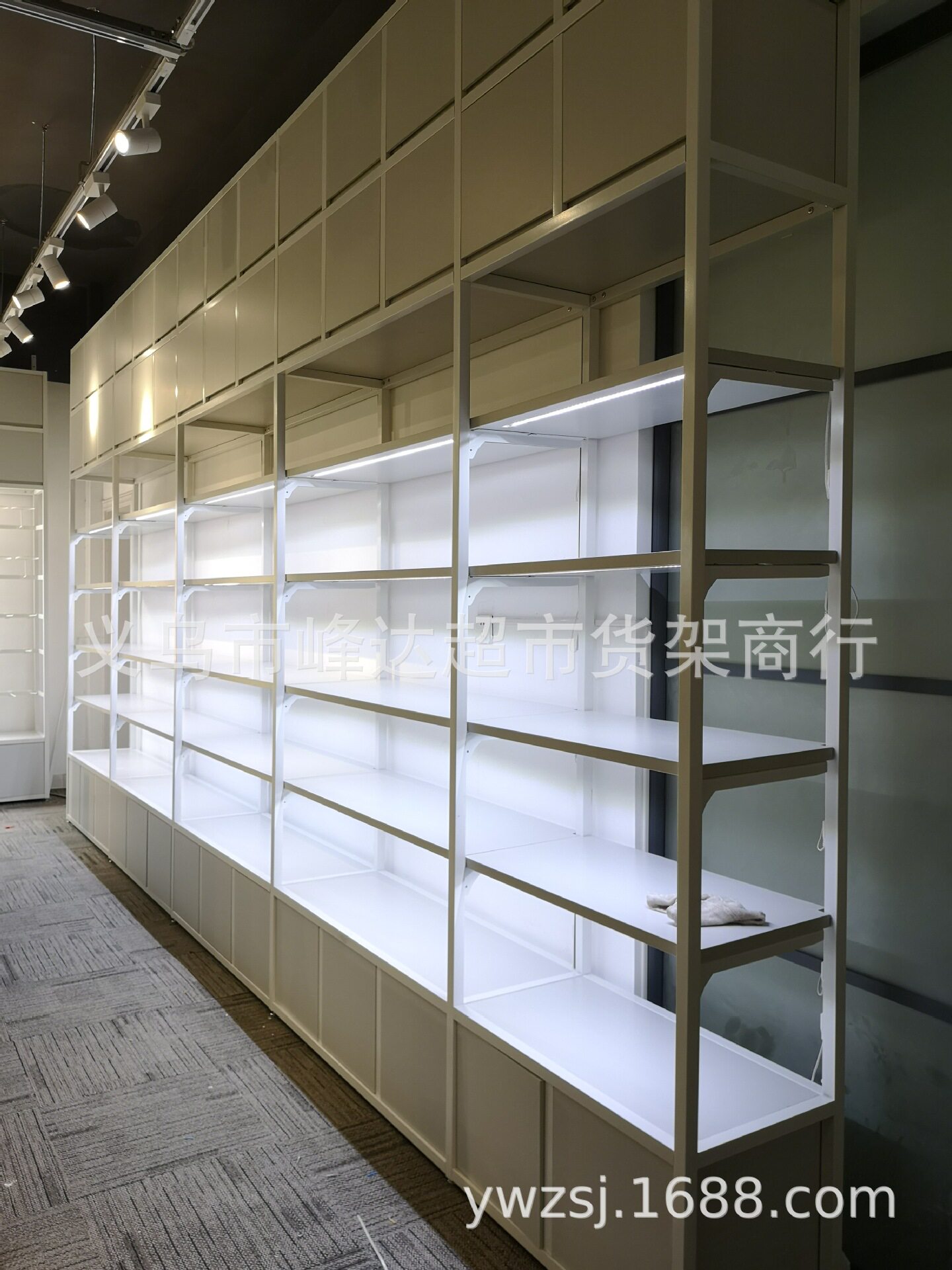 亚马逊钢木文创玩具靠墙百货边柜服装饰品三福可拆装家居货架