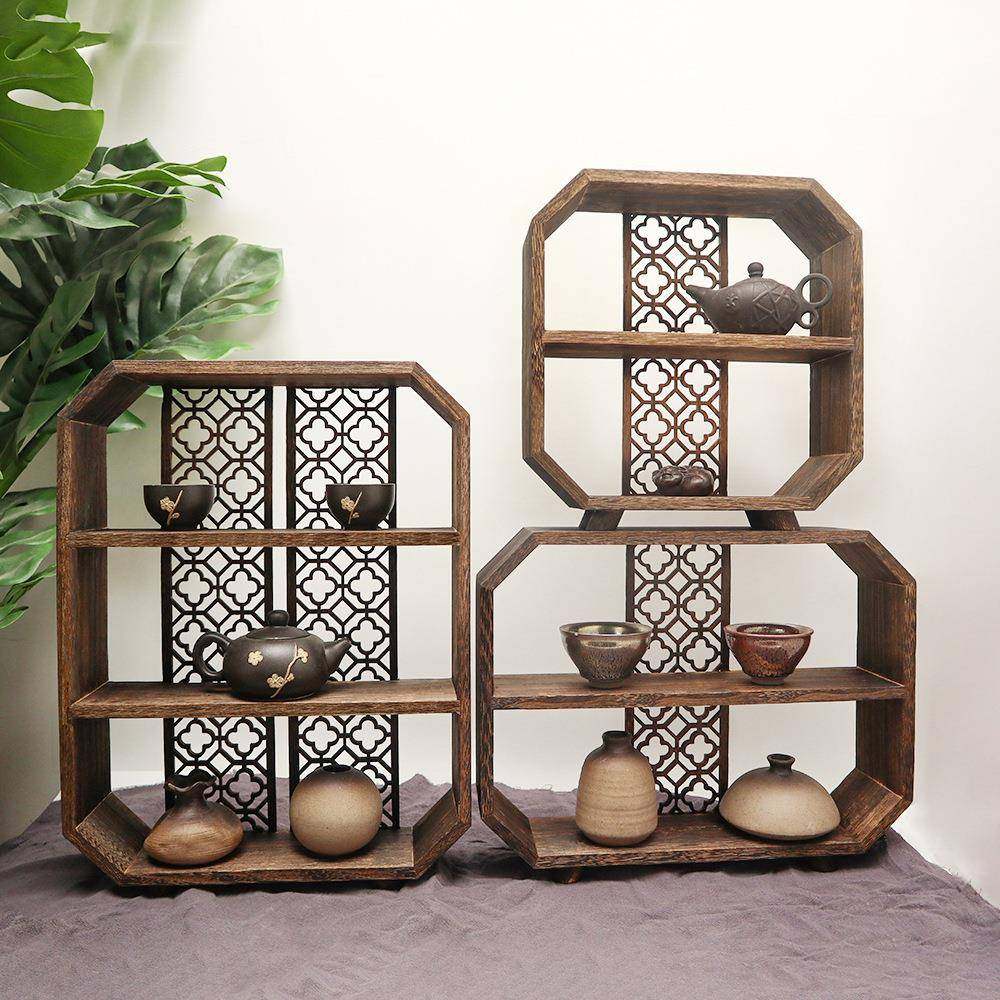 新中式桌面博古架茶壶架小型多宝阁茶室摆件桌面收纳架茶杯茶具架,节庆用品/礼品,新娘配件,淘宝优惠券,粉丝福利购,淘宝优惠卷