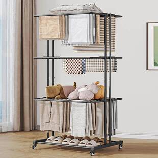 可折叠晾衣架阳台家用落地室内晾衣杆多功能室外户外多层晾晒架子