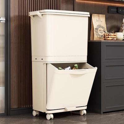 厨房垃圾桶高款可移动家用2025新款免弯腰大号厨余干湿分离分类桶