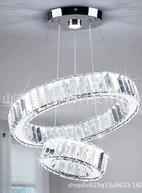 环形LEDi温暖灯爆款水晶吊灯北欧现代简约创意客厅灯