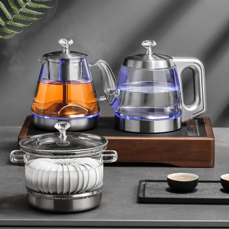 全自动底部上水电热烧水壶茶台茶桌嵌入式一体玻璃煮茶器泡茶专用