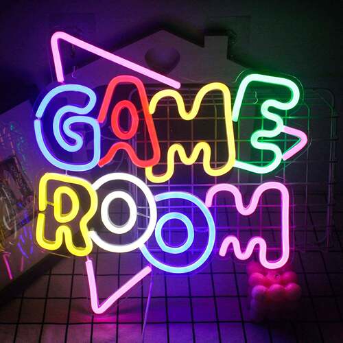 新款电商热卖款霓虹灯GAMEROOM游戏电竞房装饰背板霓虹灯