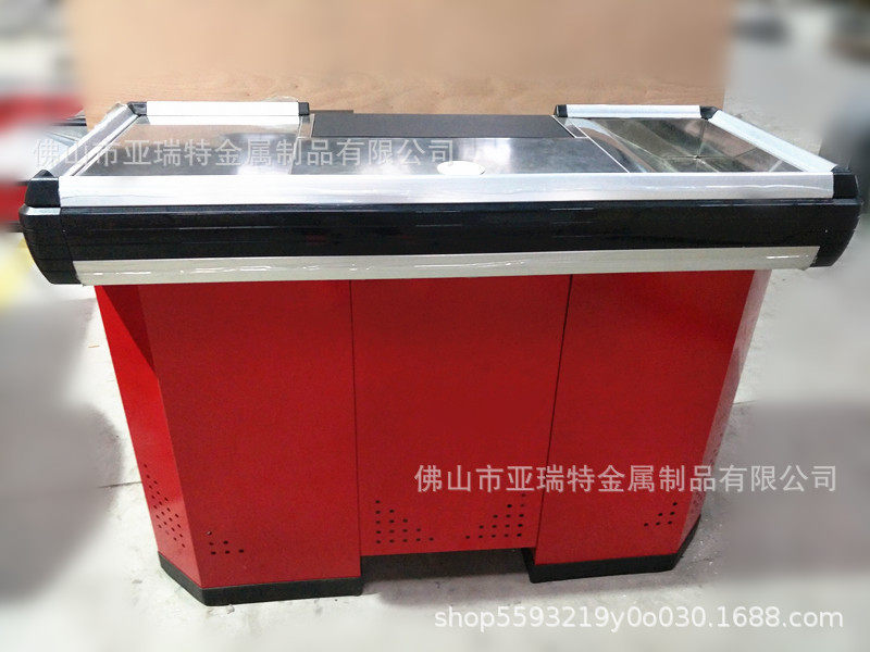 广东外贸工厂超市便利果蔬店收银台收款台柜台不锈钢台面铝合金边