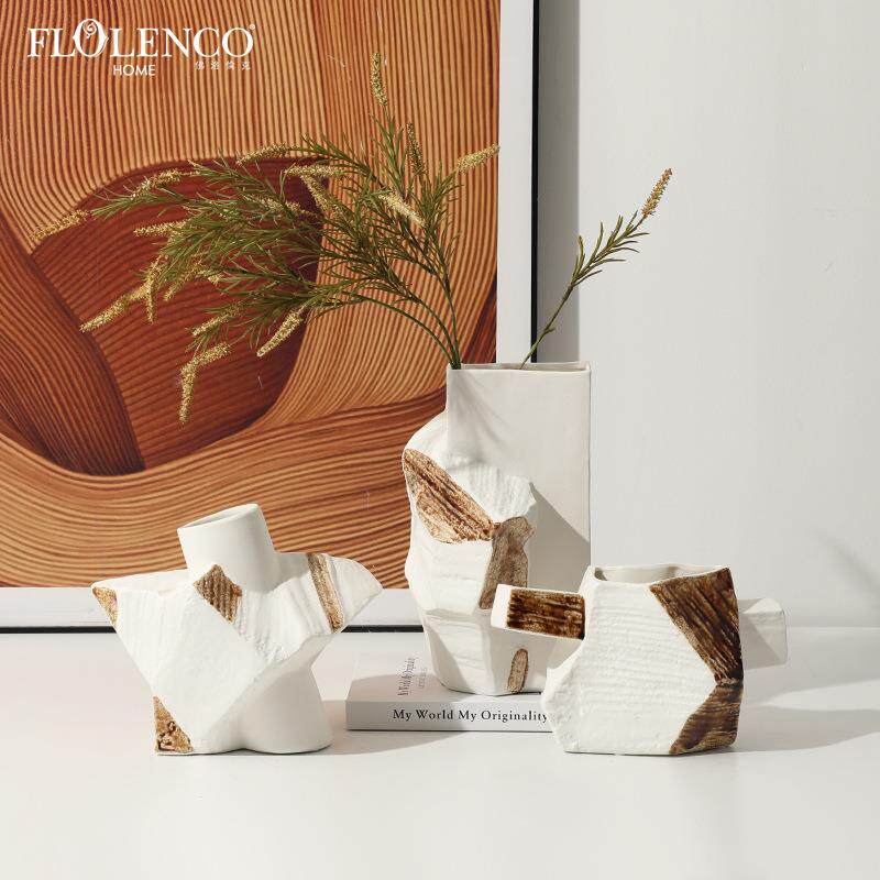 新中式现代手工彩绘抽象陶瓷花瓶样板间客厅电视柜设计师创意摆件