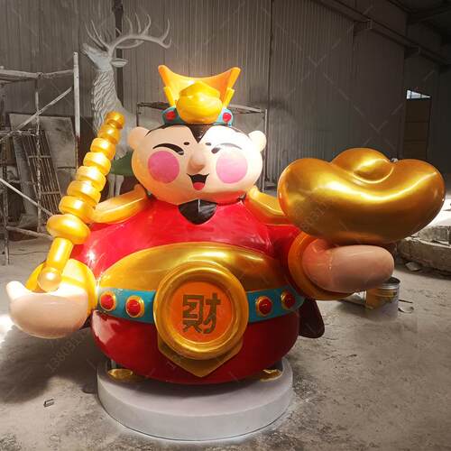 现货卡通财神古代人物玻璃钢雕塑制作卡通吉祥物公仔模型摆件