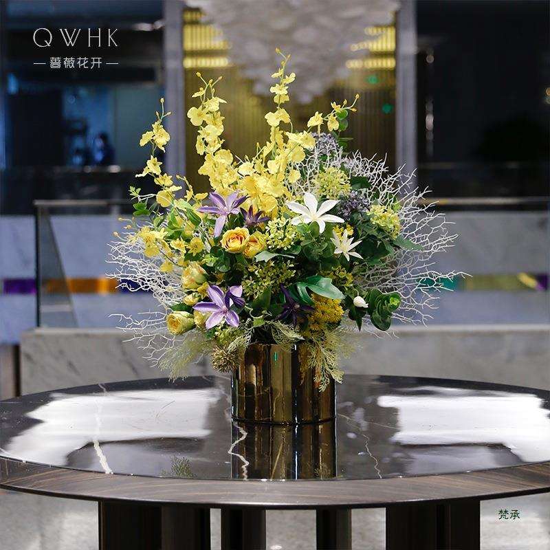 花假花酒店别墅商场收银台前台玄关客厅轻奢装饰花摆设件绢花其他