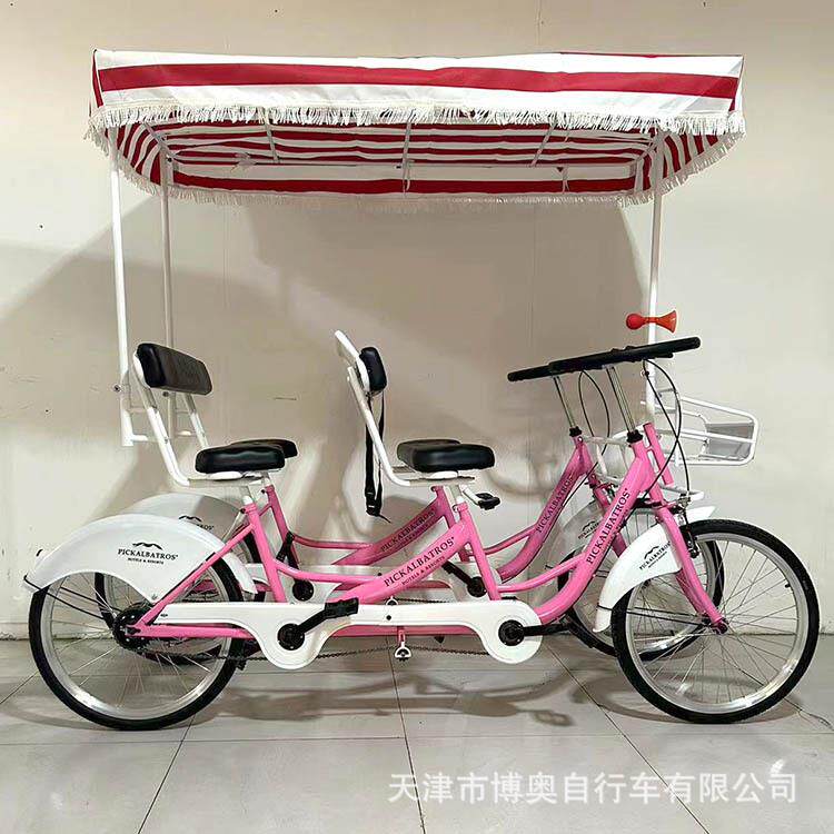 24寸四人自行车四轮四人骑旅游景区出租观光车家庭自用亲子篷车