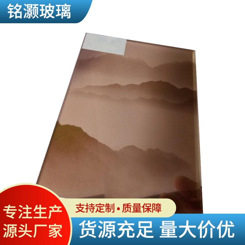 夹山水画玻璃 厂家透光阻断异形山水画玻璃 景观背景装饰玻璃