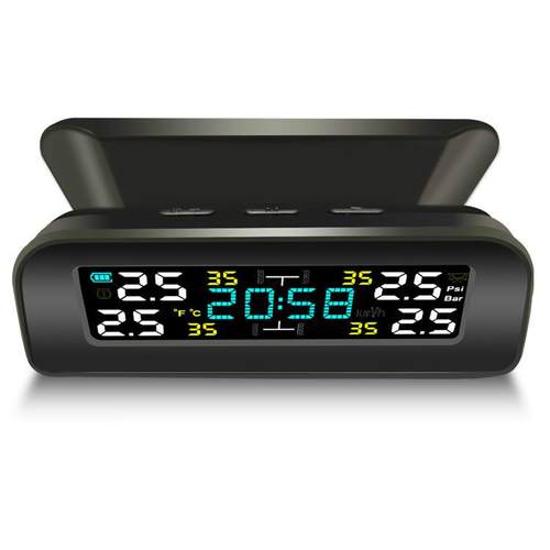 时钟显示胎压监测器内外置汽车所有通用车型无线太阳能胎压监测