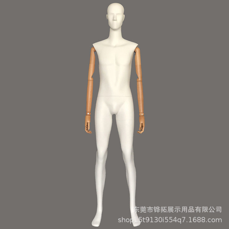高档男模特全身站模木头活动手臂正装男装橱窗陈列展示假人台人偶