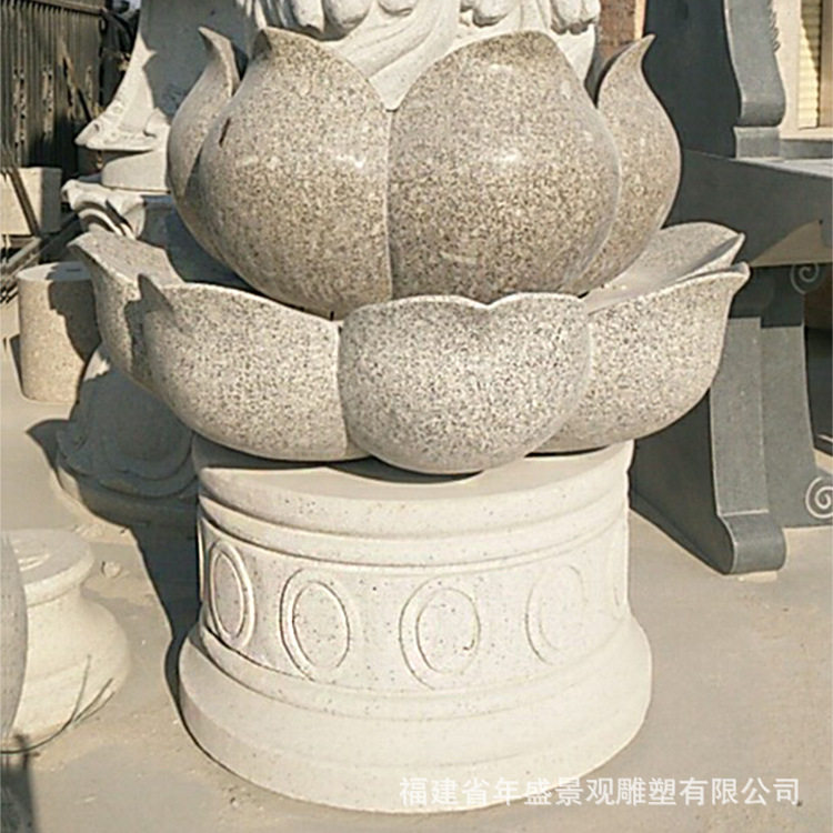 石雕喷泉莲花座流水钵摆件庭院莲花水钵厂家