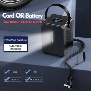 新款便携式两用车载有线无线充气泵可出口