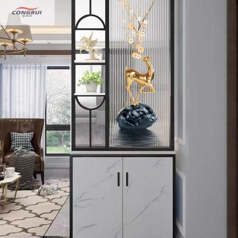 聪瑞尚现代简约轻奢客厅隔断柜屏风金属装饰架玄关入户门