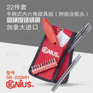 天赋GENIUS工具20件套手柄式内六角旋具组附组合批头组SB-220MH