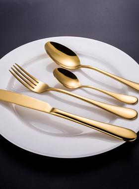 钛金不4锈钢餐VGS具2件套1010刀叉勺木盒套装家厂家玫瑰金四主件