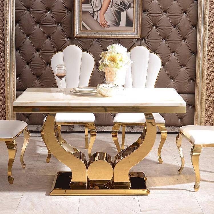 餐桌后现形代简小户型家用不锈钢长8616C#方约桌椅组合4人6创意餐