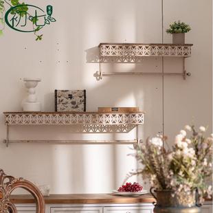 客厅墙置物架酒餐厅背上景装 复古做旧隔板卧室壁 饰架A2860美吧式