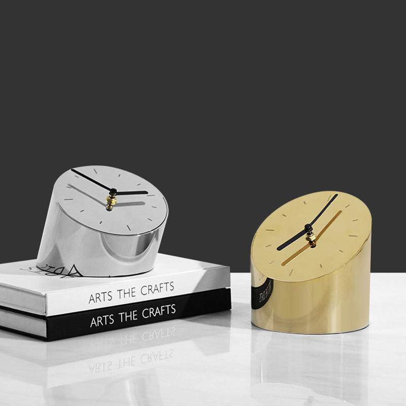 现代轻奢金属不锈钢斜面时钟摆件样板房售楼处家居卧室床头装饰品,机械设备,其他机械设备,淘宝优惠券,粉丝福利购,淘宝优惠卷