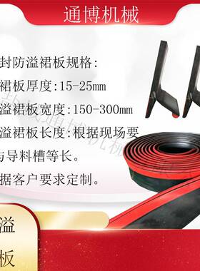 天然橡胶防溢裙板20000mm×250mm×15mmY型防溢裙板