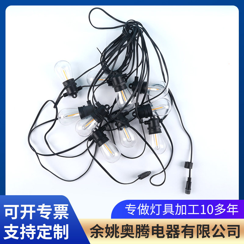 跨境新款S14户外防水太阳能灯串转换灯庭院露营灯串照明装饰灯