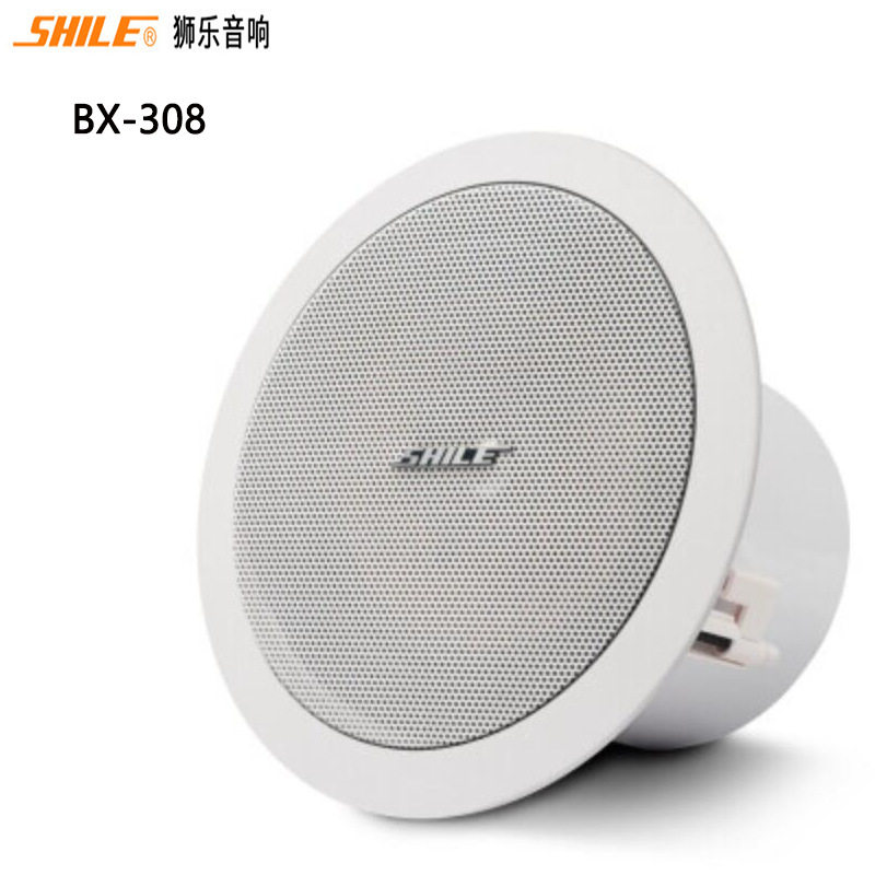 狮乐BX-308吸顶音箱8英寸定阻式40W同轴喇叭会议室家用卡拉OK