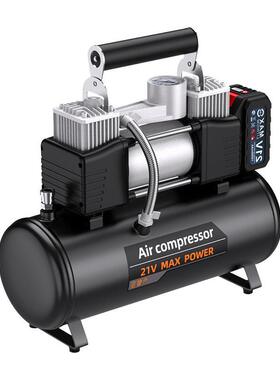 车载充气泵带气罐12V迷你空压机小型220v家用电动汽车打气泵便携