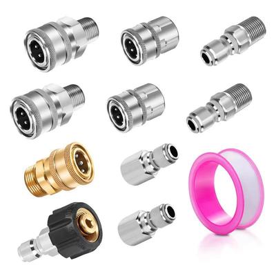 高压清洗机快速接头3/8不锈钢接头套装内外丝公母头10件套