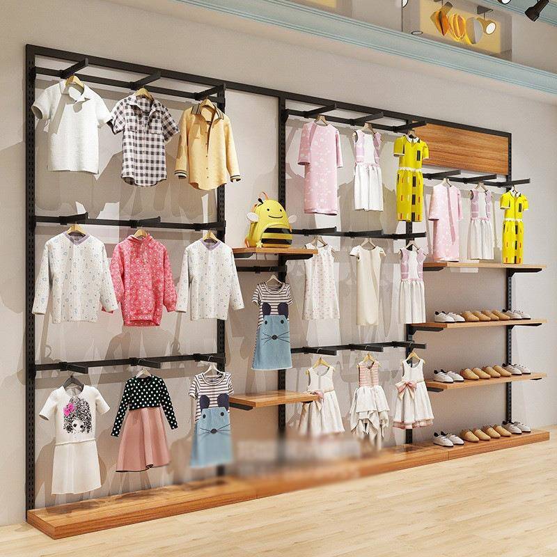 童装店展示架上墙组合儿童服装货架落地式衣架房子造型陈列架简约