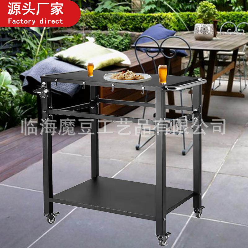 豪华室外家庭户外烧烤家用柴火炭火取暖庭院带轮烧烤车BBQ餐车推