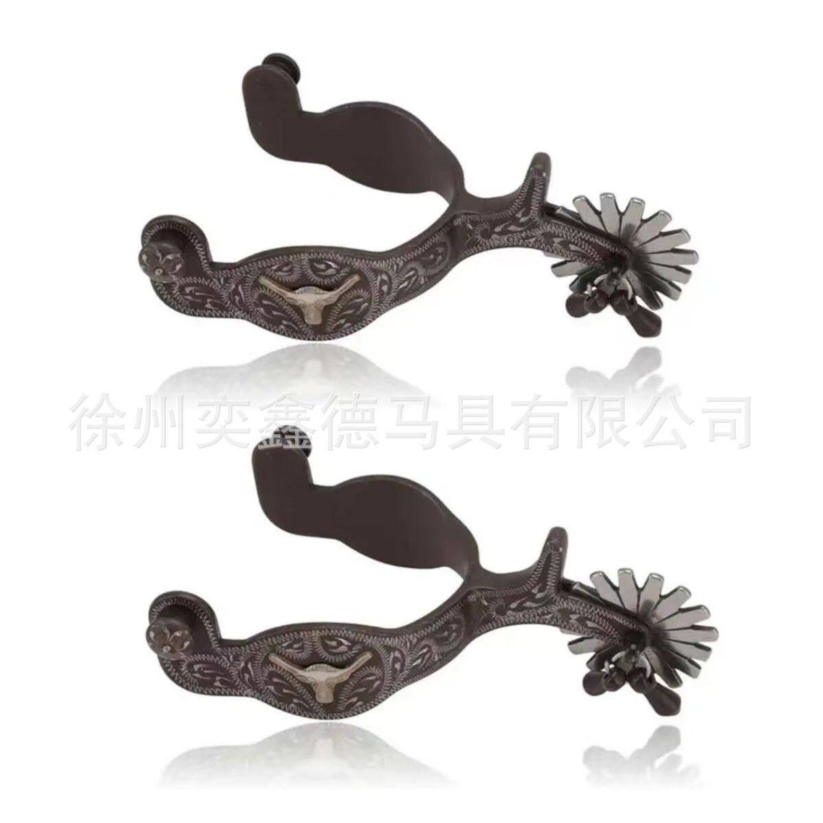 专业生产马术用品骑马装备西部马刺手工雕花经典西式马刺通用
