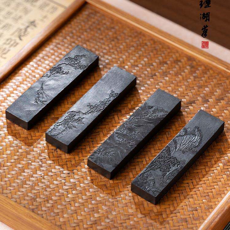 善琏湖笔书道墨条油烟墨初学者墨块墨条手工松烟墨实用徽墨毛笔