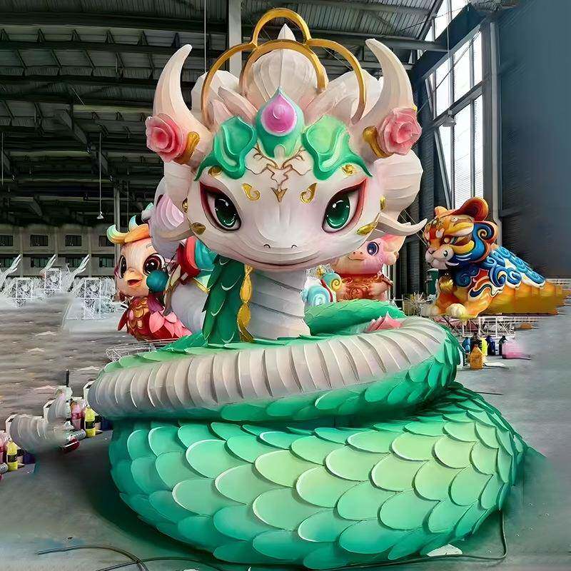 蛇年花灯广场景区定制彩灯新年生肖卡通蛇造型元宵花灯彩灯
