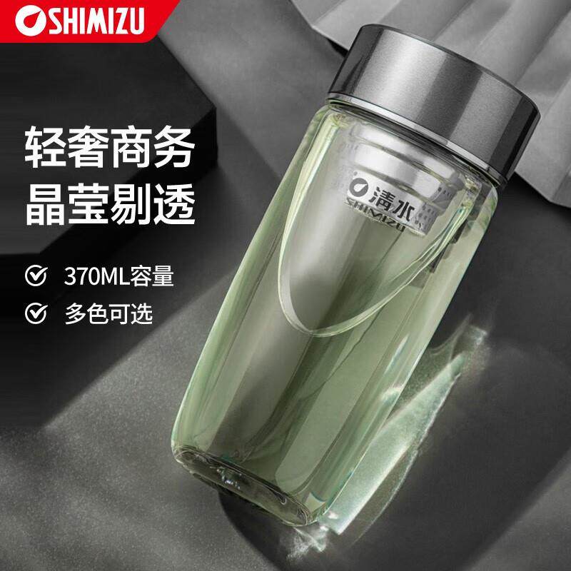 清水（SHIMIZU）单层玻璃茶杯茶水分离杯子男士办公泡茶杯家用绿图片